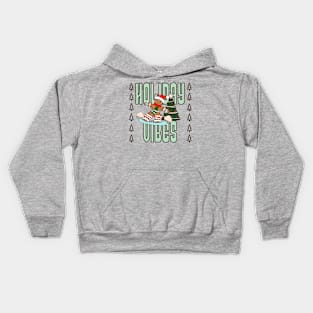 Gingerbread Man Snowboarding Holiday Vibes Kids Hoodie